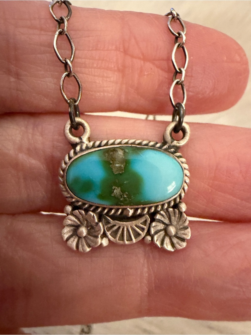 ❤️ Sonoran Mountain Turquoise Adjustable Decorative Necklace Pendant Sterling - Picture 11 of 17